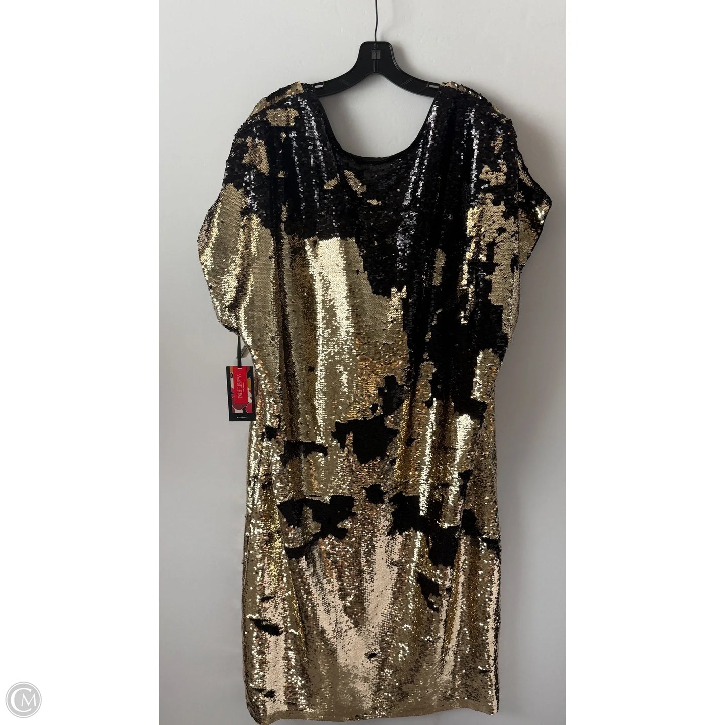 Dress Party Midi By Clothes Mentor In Black & Gold, Size: 1x