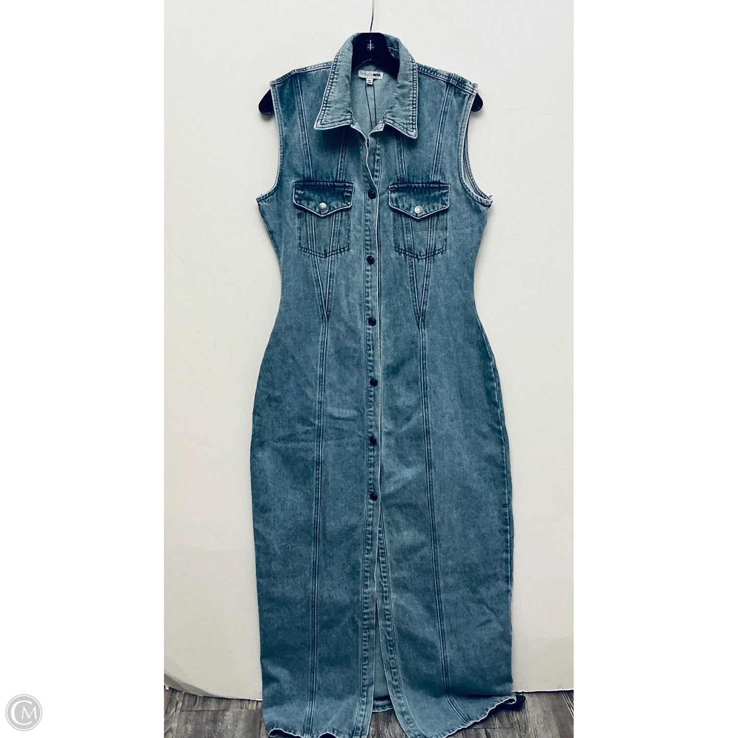 Dress Casual Maxi By Fashion Nova In Blue Denim, Size: M