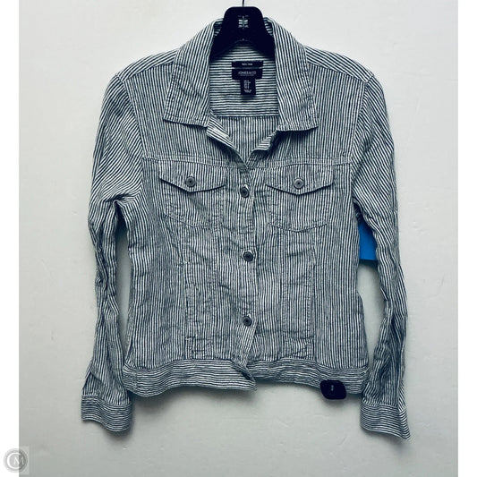 Jacket Shirt By Jones And Co In Striped Pattern, Size: S