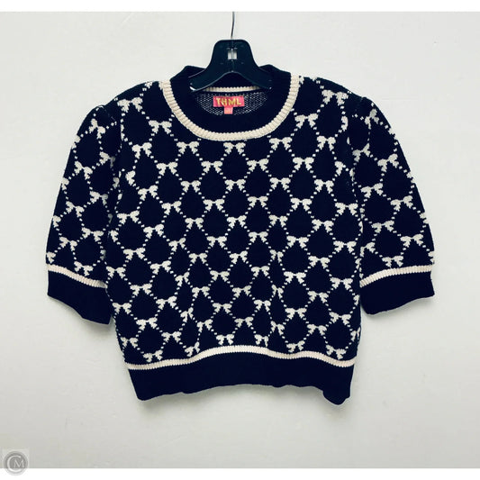 Sweater Short Sleeve By Thml In Blue & Cream, Size: Xl