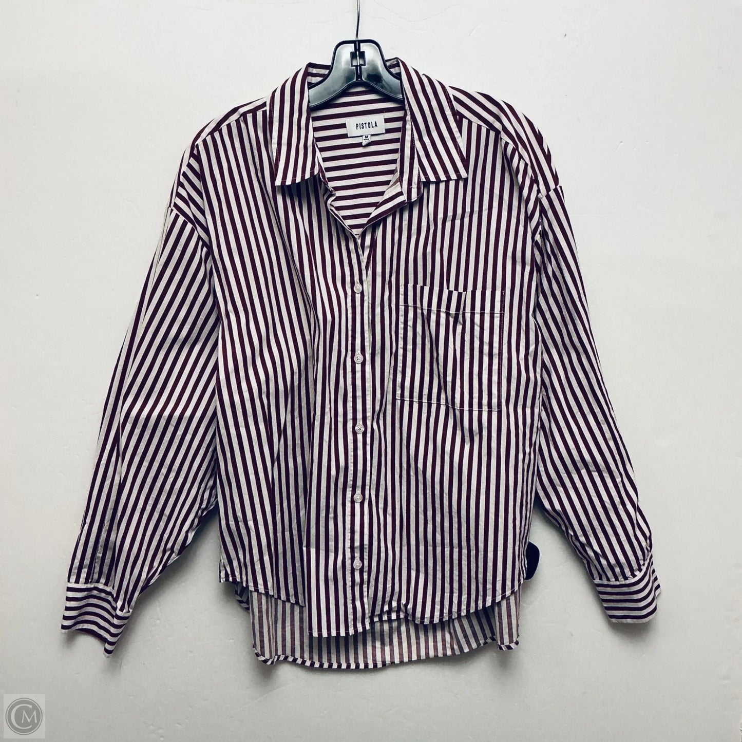 Top Long Sleeve By Pistola In Striped Pattern, Size: M