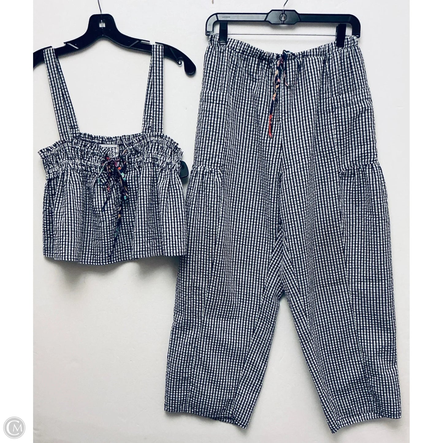 Pants Set 2pc By Bucketlist In Checkered Pattern, Size: M