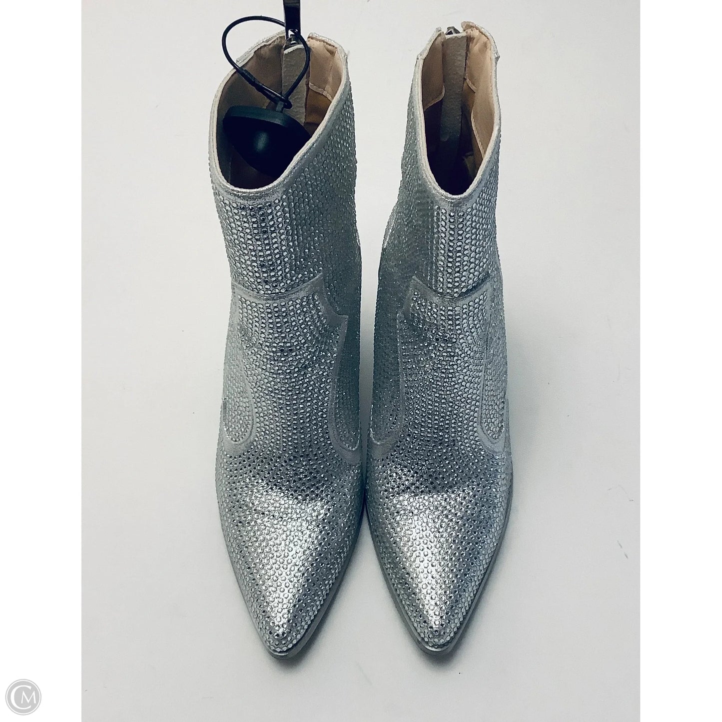 Boots Ankle Heels By Clothes Mentor In Silver, Size: 7.5