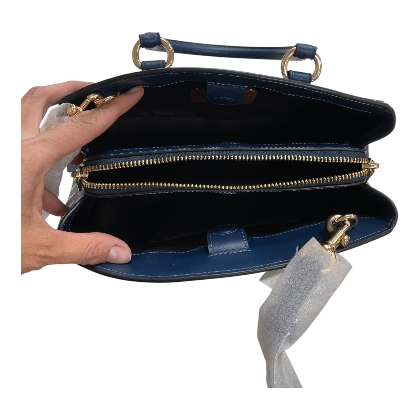 Handbag Designer By Coach In Navy, Size:Small