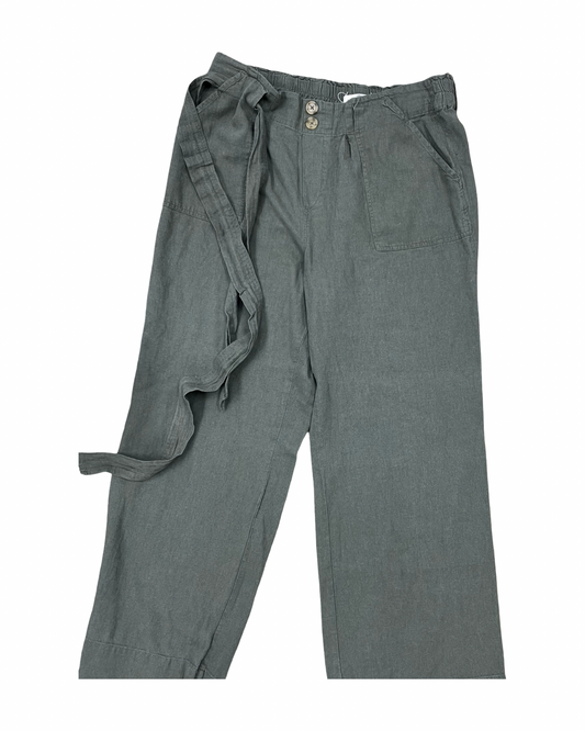 Pants Linen By Mason & Belle In Green, Size:Xl