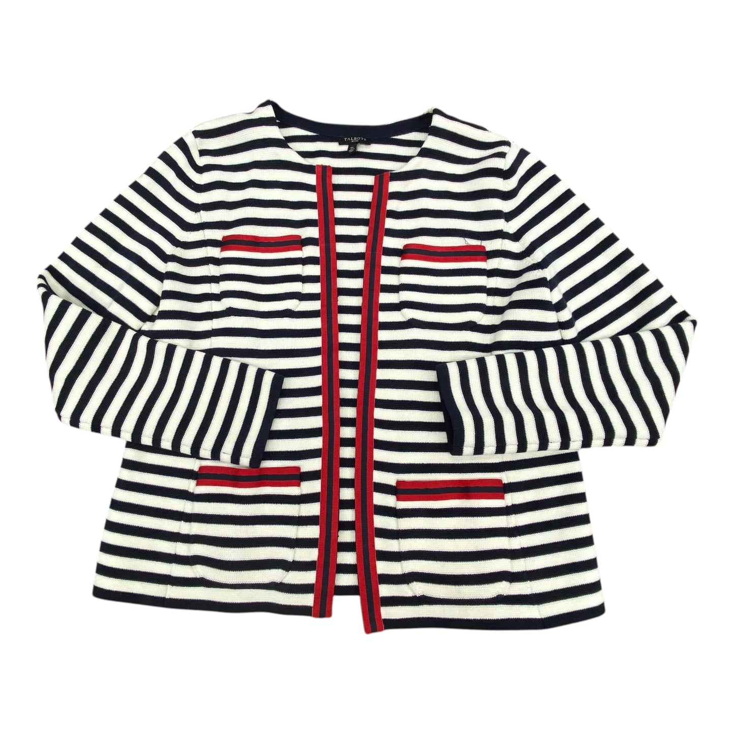 Sweater Cardigan By Talbots In Striped Pattern, Size:Sp