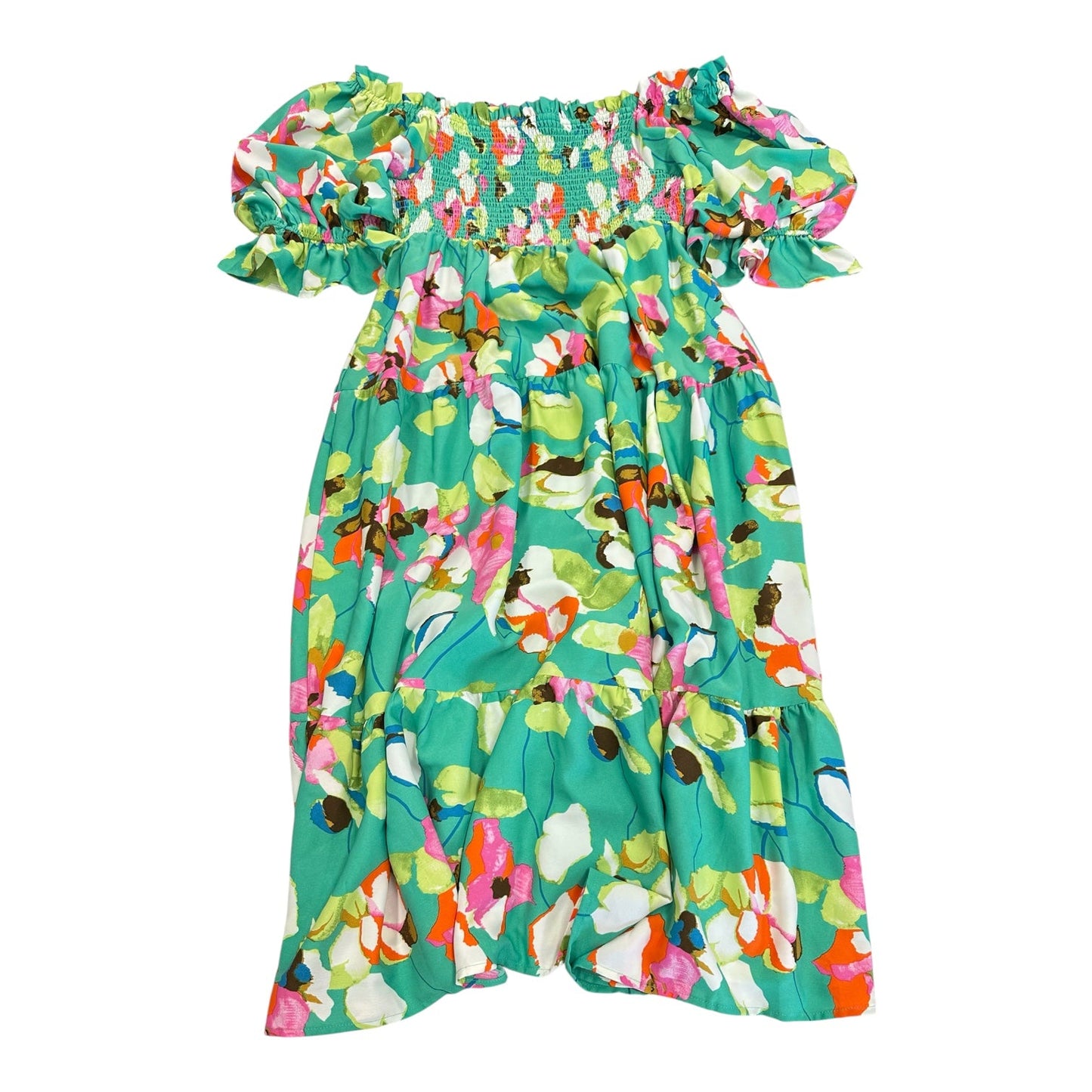 Dress Casual Maxi By Ee Some In Green & Pink, Size:L