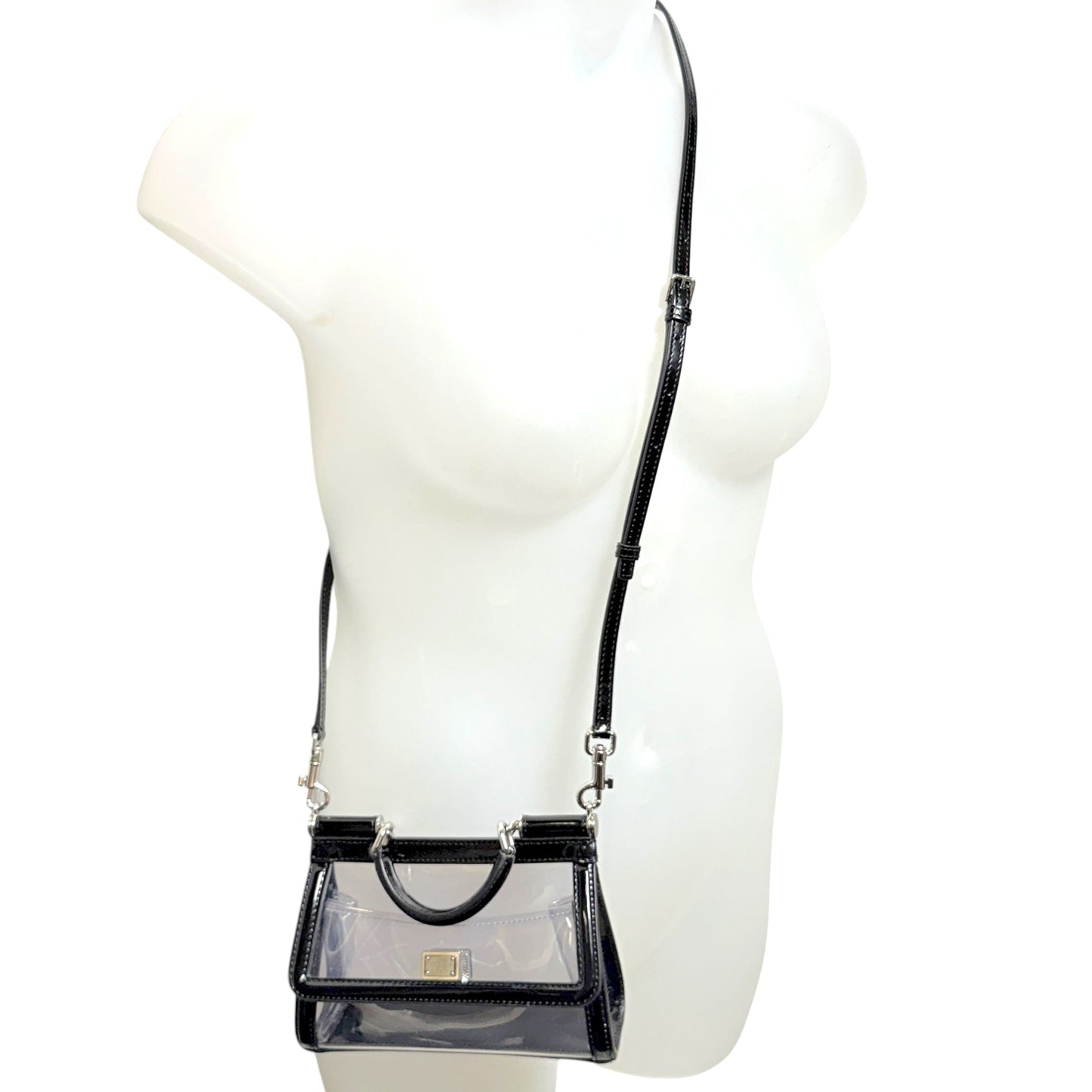 Sicily Small Transparent Top Handle Bag Luxury Designer By Dolce And Gabbana, Size: Small