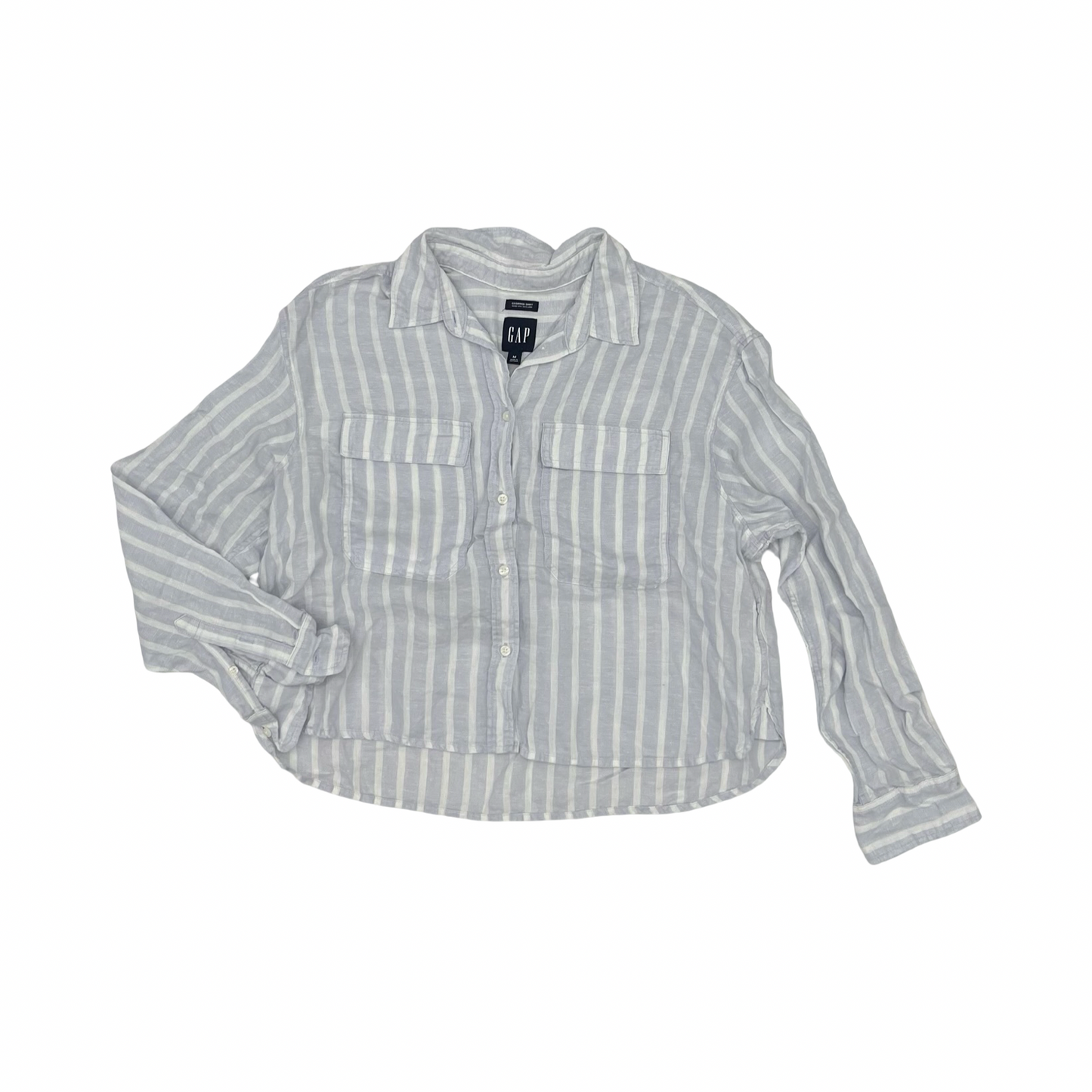 Blouse Ls By Gap In Blue & White, Size:M