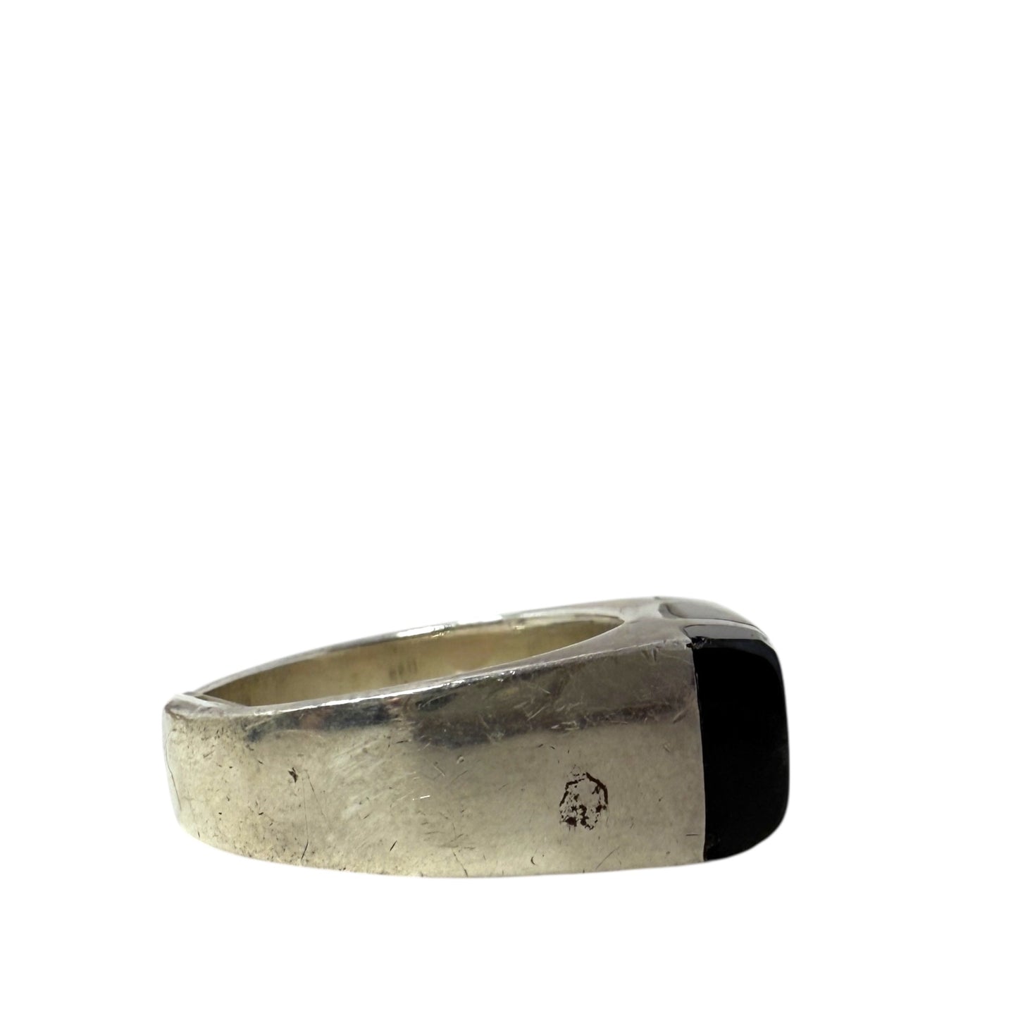 Vintage Sterling Silver Tigers Eye & Onyx Ring, Size: 9