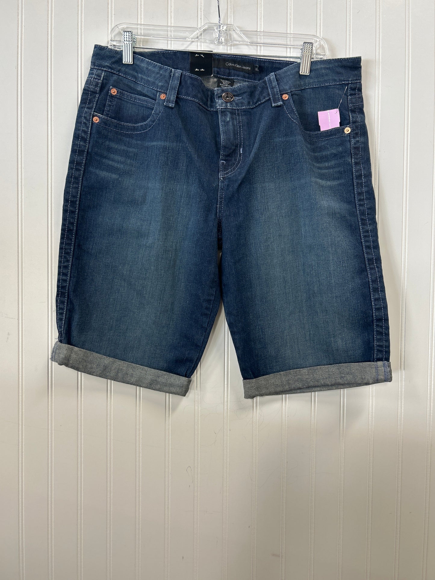 Shorts By Calvin Klein In Blue Denim, Size:14