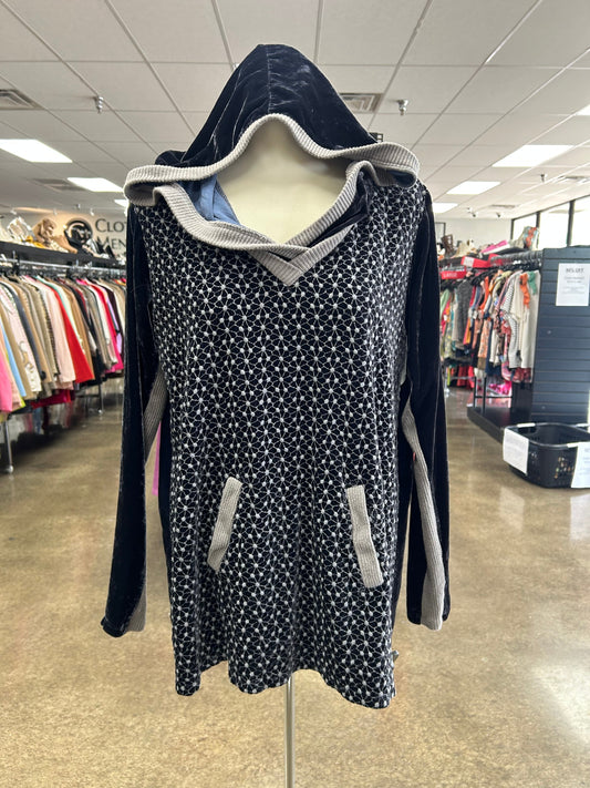 Sweatshirt Hoodie By Johnny Was In Blue & Grey, Size:Xs