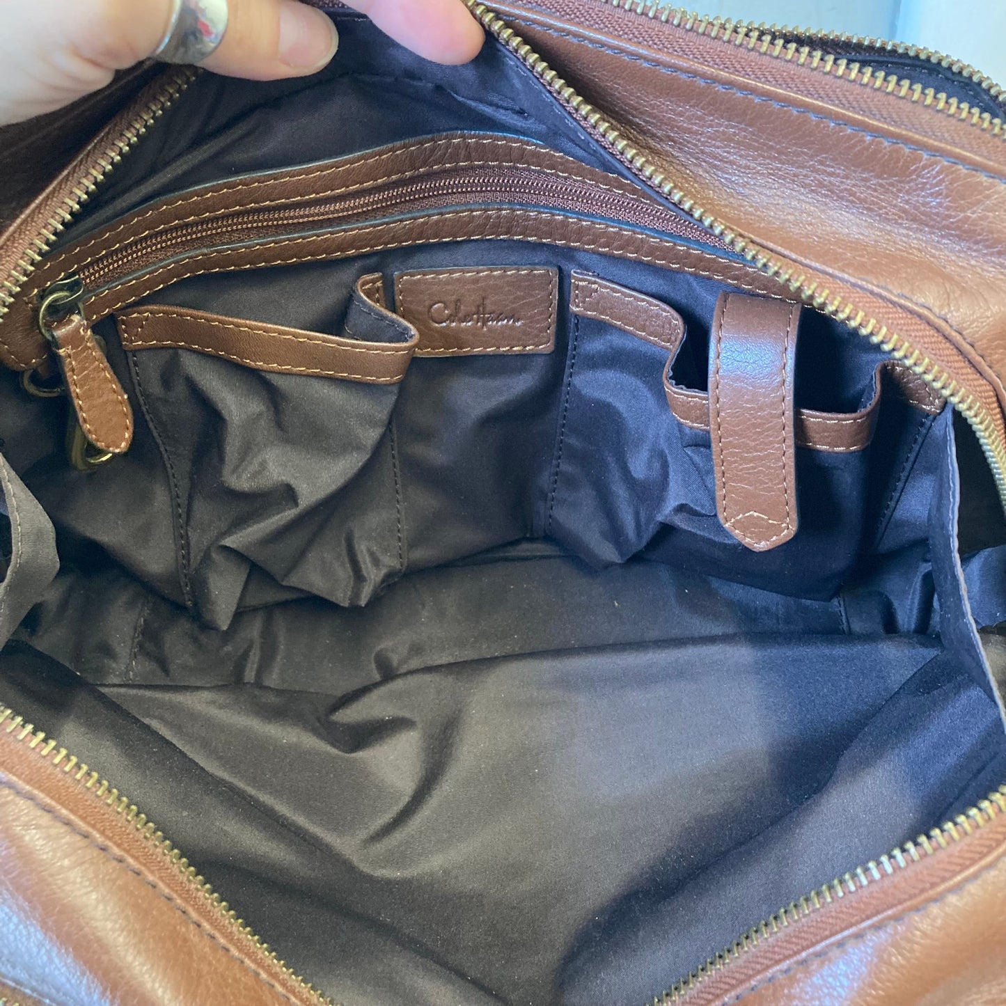 Handbag Leather By Cole-Haan In Brown, Size:Medium