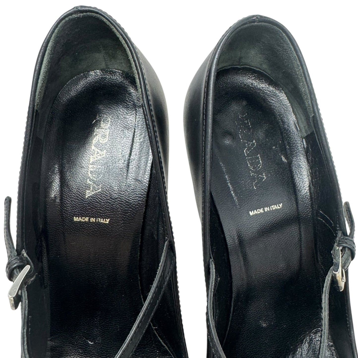 Heels Shoes Luxury Designer By Prada In Black, Size: 10 (IT 40)