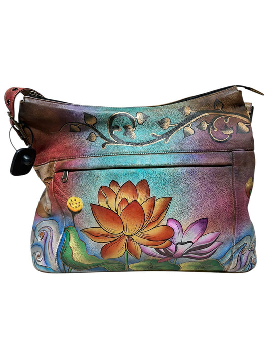 Handbag Leather By Anuschka In Multi, Size:Large