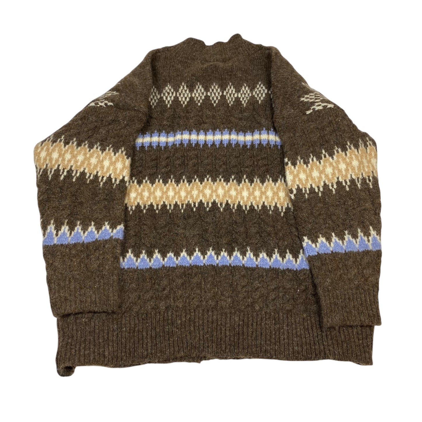 Sweater Cardigan By Heartloom In Blue & Brown, Size:M