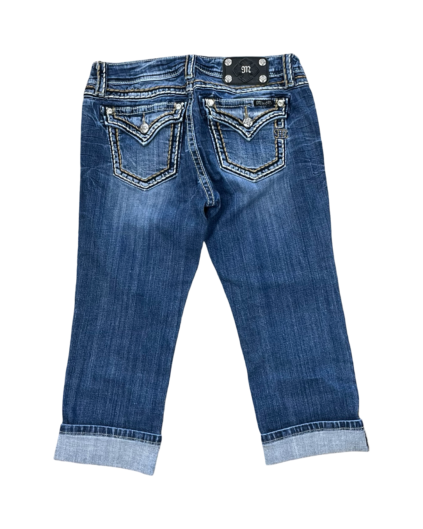 Jeans Cropped By Miss Me In Blue Denim, Size:8