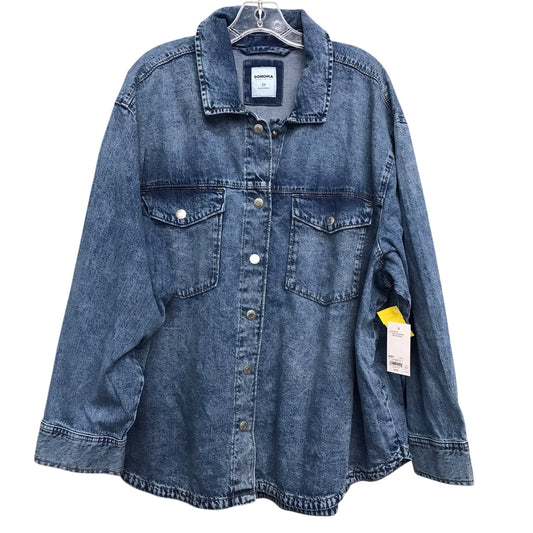 Jacket Shirt By Sonoma In Blue Denim, Size:2X