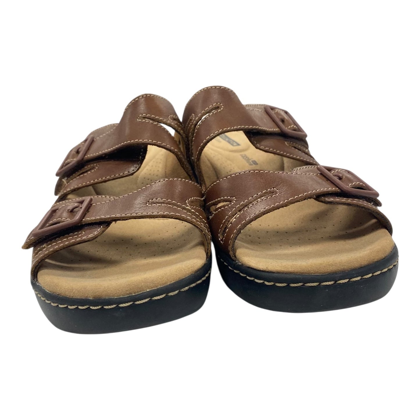 Sandals Heels Wedge By Clarks In Brown, Size:9