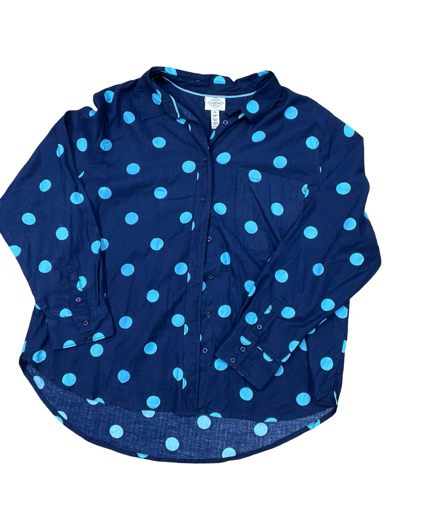 Blouse Ls By St Johns Bay In Blue, Size:Xlp