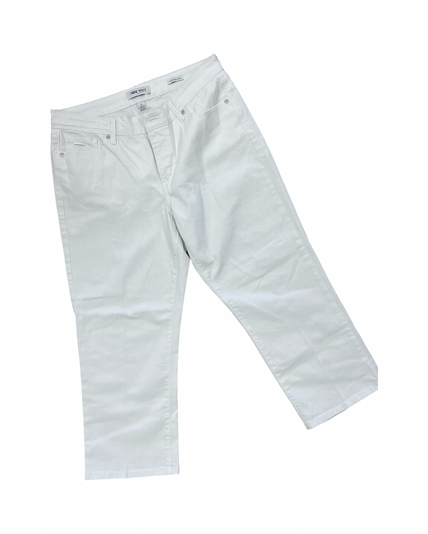 Jeans Cropped By Nine West In White Denim, Size:10