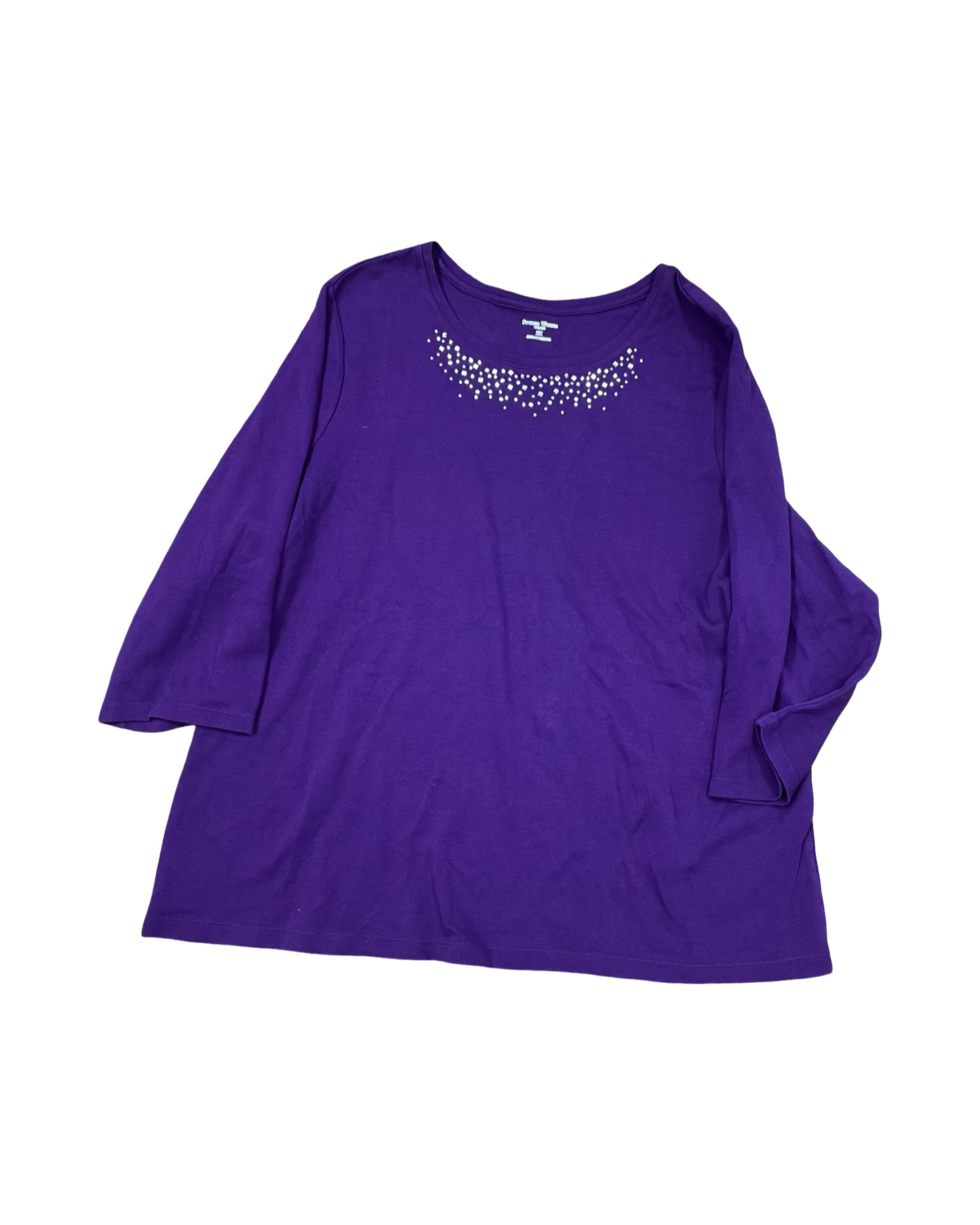 Top 3/4 Sleeve By Studio Works In Purple, Size:2X