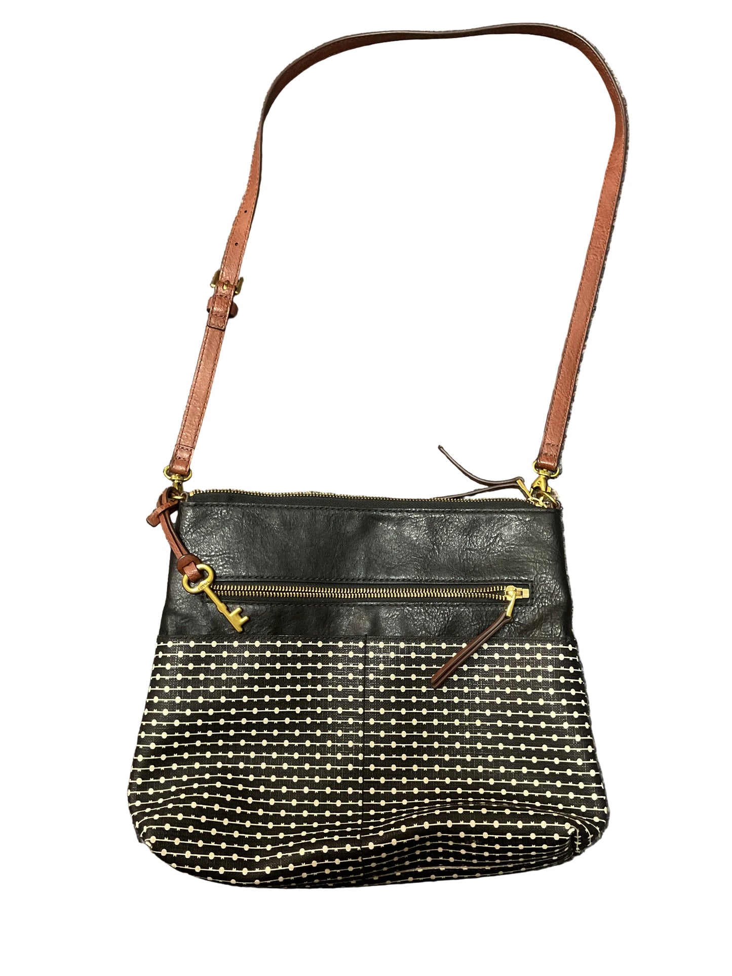 Crossbody By Fossil In Black & Brown, Size:Medium