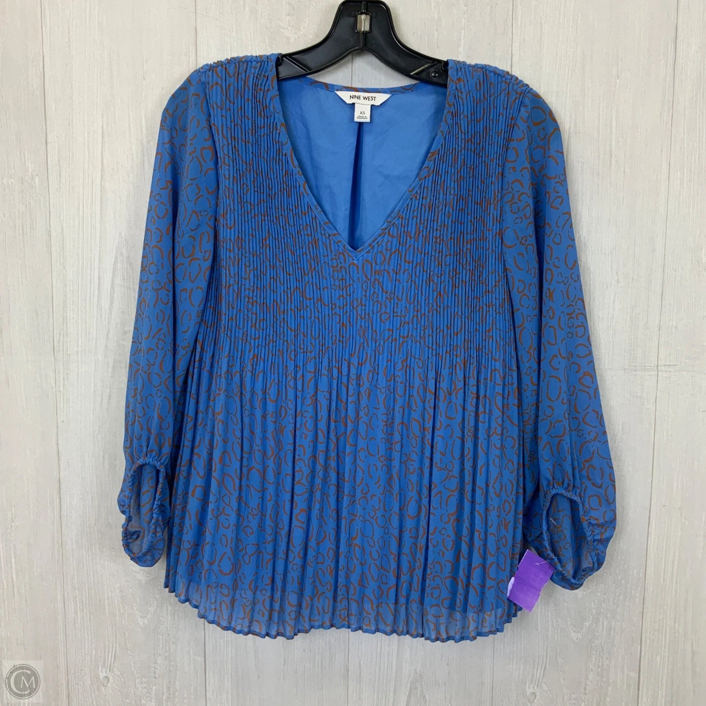 Top 3/4 Sleeve By Nine West Apparel In Blue, Size: Xs