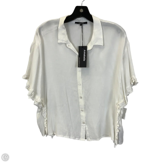 Blouse Short Sleeve By Annabelle In White, Size: L