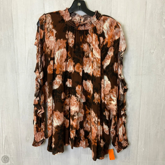 Top Long Sleeve By Maurices In Brown, Size: 2x