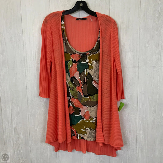 Sweater 2pc By Nic + Zoe In Orange & Tan, Size: L