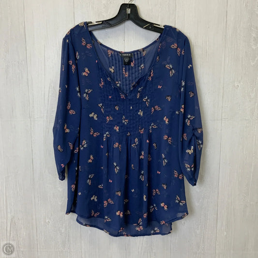 Top 3/4 Sleeve By Torrid In Blue, Size: 1x