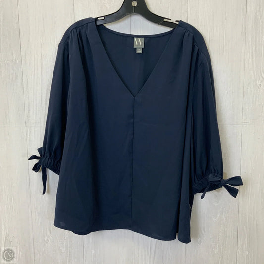 Blouse 3/4 Sleeve By Worthington In Navy, Size: 2x