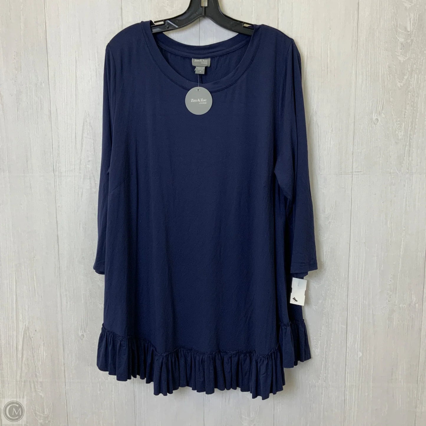 Top 3/4 Sleeve Basic By Clothes Mentor In Navy, Size: 2x