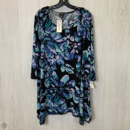 Top 3/4 Sleeve By Clothes Mentor In Black & Blue, Size: 2x