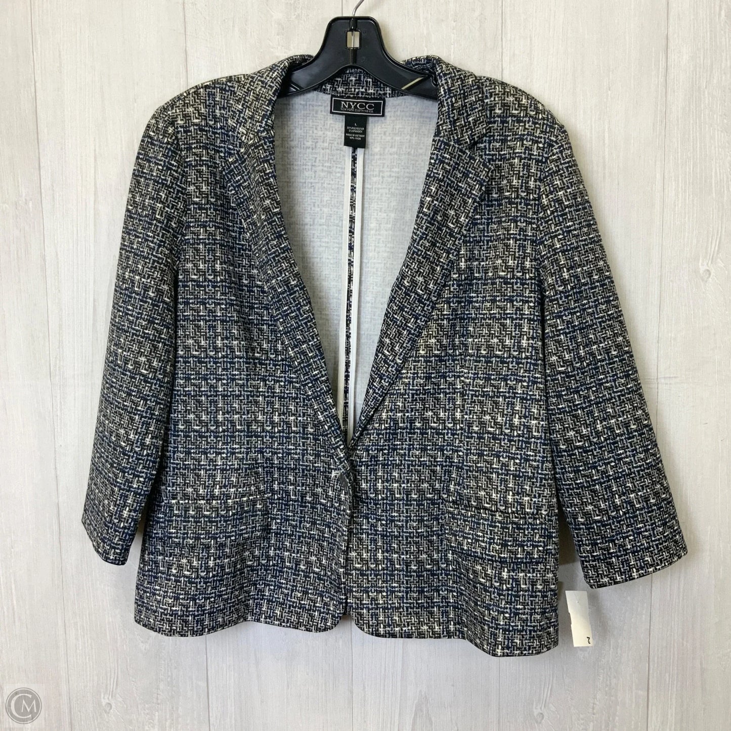 Blazer By Clothes Mentor In Black & Grey, Size: L