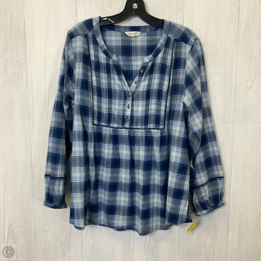 Blouse Long Sleeve By Lucky Brand In Blue, Size: L