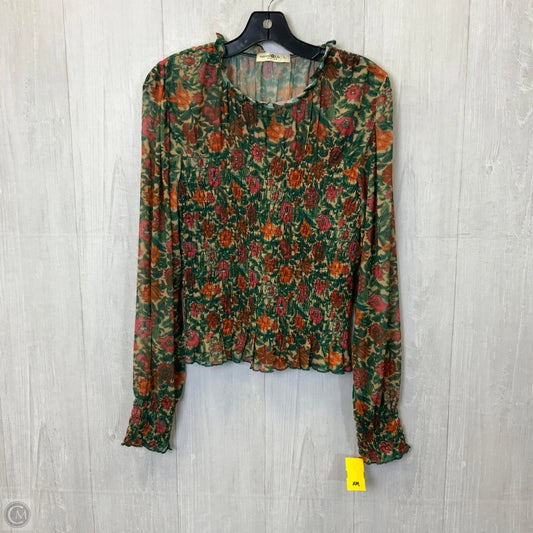 Blouse Long Sleeve By Natural Life In Floral Print, Size: L
