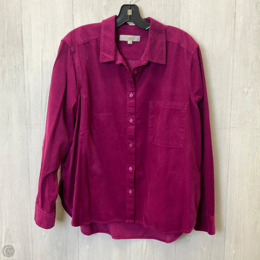 Blouse Long Sleeve By Loft In Purple, Size: L