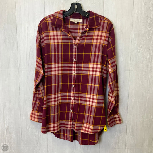 Blouse Long Sleeve By Loft In Maroon, Size: M