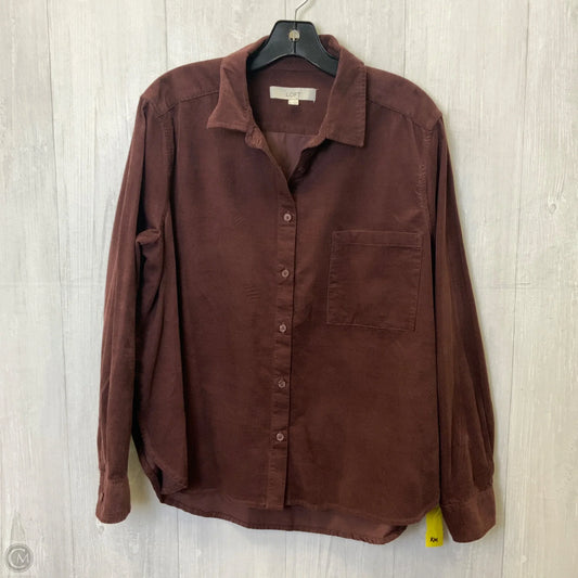 Blouse Long Sleeve By Loft In Brown, Size: L