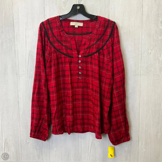 Blouse Long Sleeve By Loft In Red, Size: L