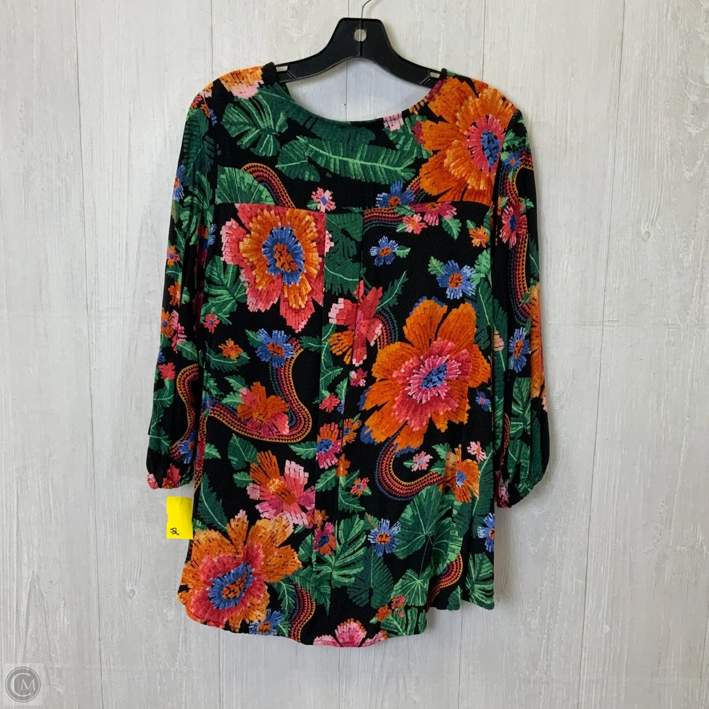 Top Long Sleeve By Rachel Zoe In Tropical Print, Size: 1x