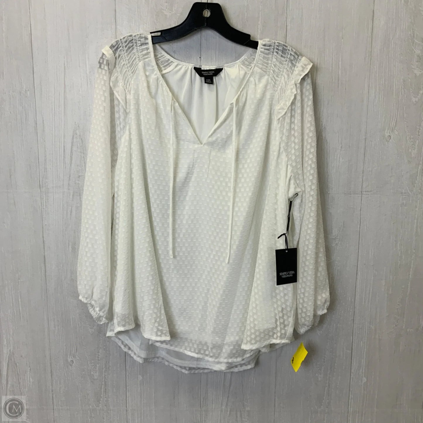 Blouse 3/4 Sleeve By Simply Vera In White, Size: Xxl
