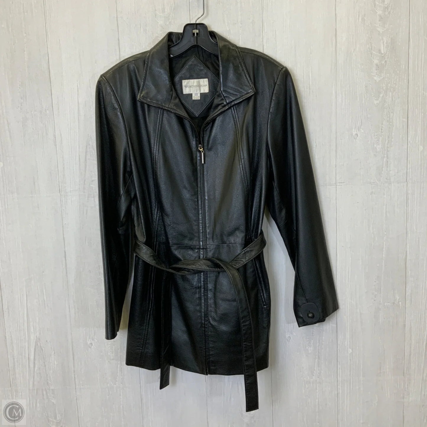 Coat Leather By Worthington In Black, Size: L