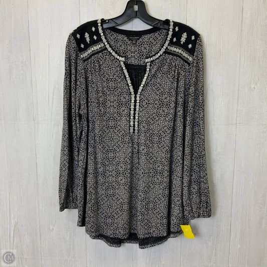 Top Long Sleeve By Lucky Brand In Black & White, Size: 1x
