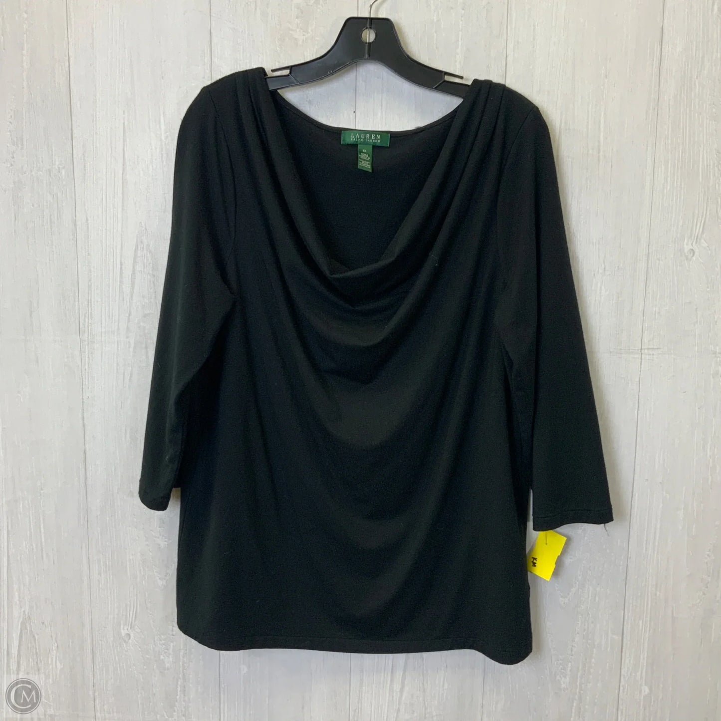 Top 3/4 Sleeve Basic By Lauren By Ralph Lauren In Black, Size: 1x