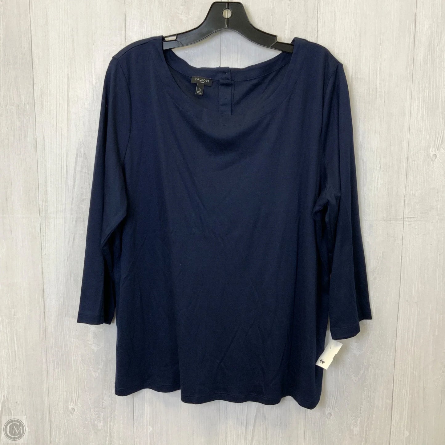 Top 3/4 Sleeve Basic By Talbots In Navy, Size: 1x