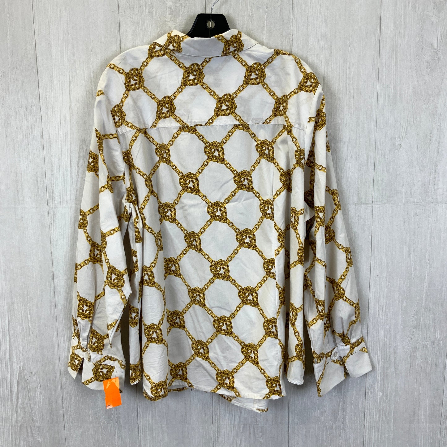 Top Long Sleeve By Ashley Stewart In White & Yellow, Size: 3x