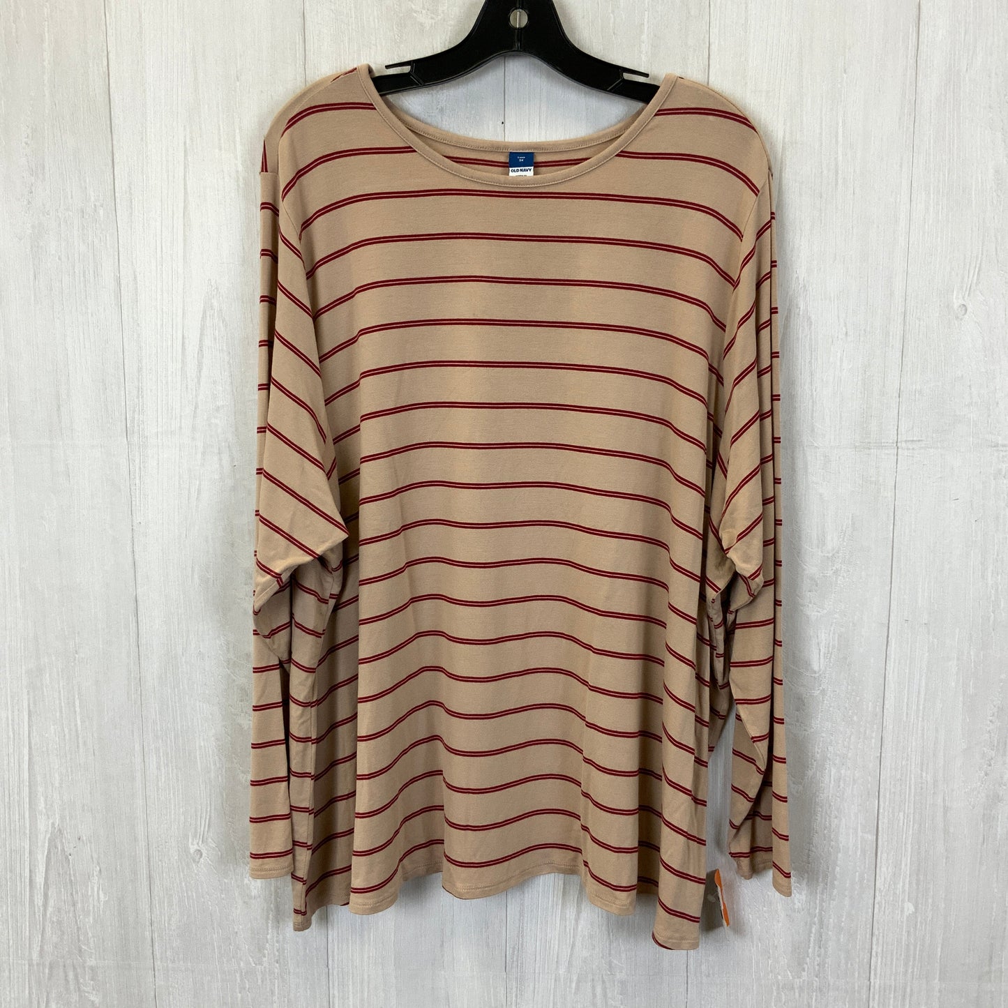 Top Long Sleeve Basic By Old Navy In Cream & Red, Size: 3x